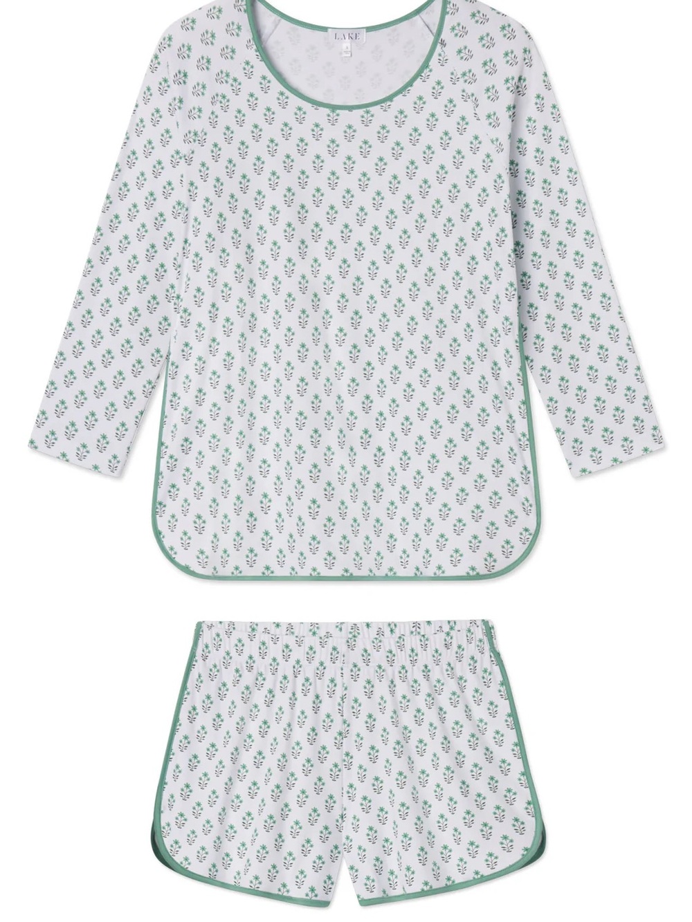 LAKE Women's Green Floral Cotton Pajama Top - Picture 2 of 4